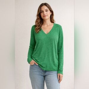 NEW J. Crew Size XL Vibrant Green Cotton Top Long Sleeve Tee